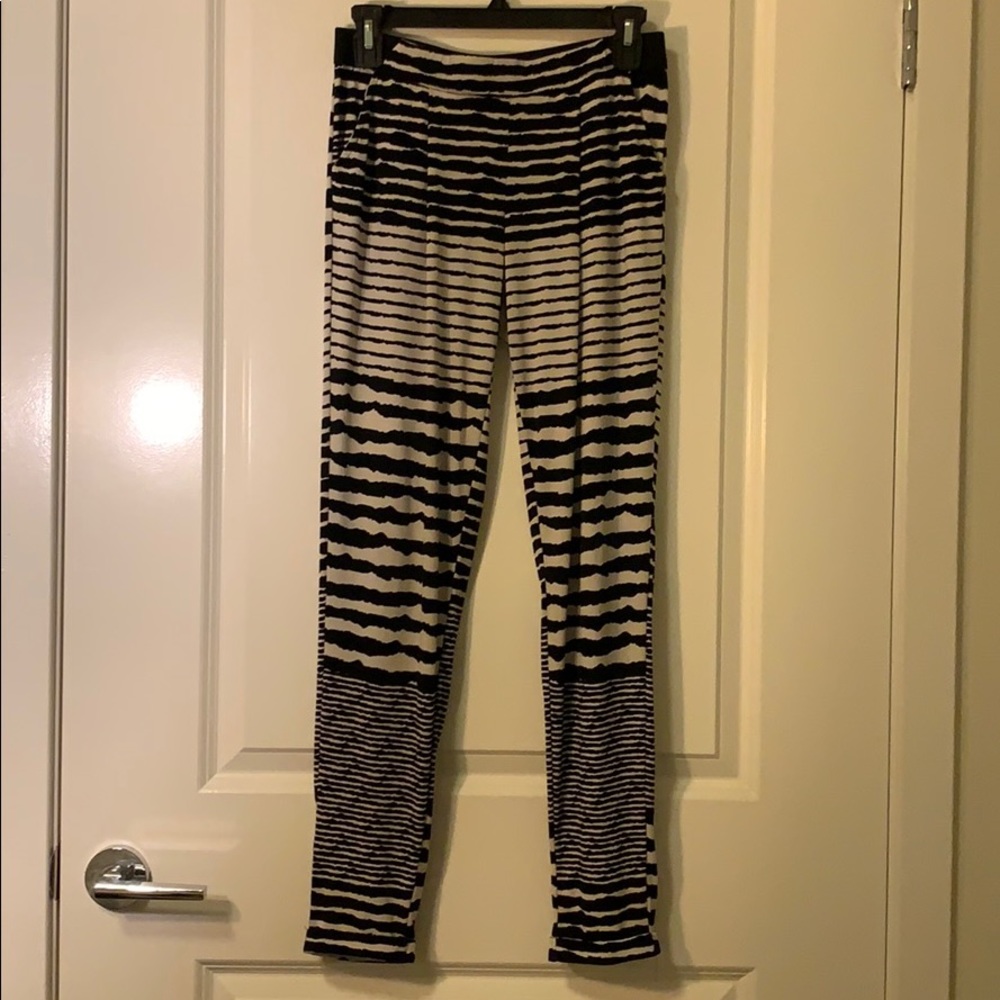 Black and white striped jogger pants
